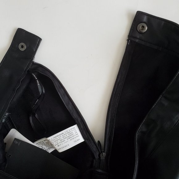 Zara Black Faux Leather A-Line Midi Skirt, Small - Picture 4 of 9